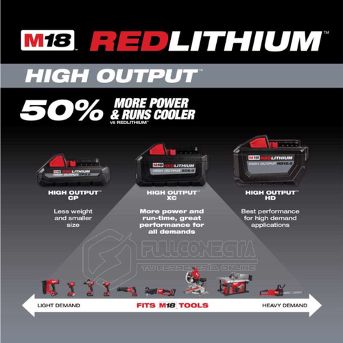 Batería 6,0 Ah M18 REDLITHIUM™ HIGH OUTPUT™ XC (48-11-1865) - Imagen 6