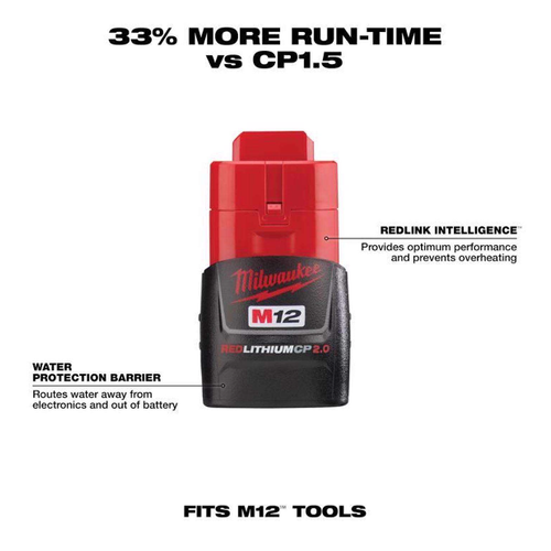 Batería 2,0 Ah M12™ CP 2.0 REDLITHIUM™ Milwaukee 48-11-2420 - Imagen 2