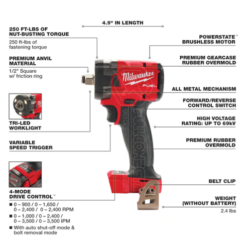 Llave de impacto 1/2” M18 FUEL™ Milwaukee 2855-20 (solo herramienta) - Imagen 5