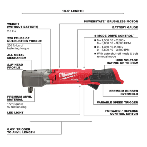 Llave de impacto angular 1/2” M12 FUEL™ Milwaukee 2565-20 (solo herramienta) - Imagen 3