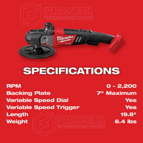 Pulidora 7” M18 FUEL™ Milwaukee 2738-20 (solo herramienta) - Imagen 4