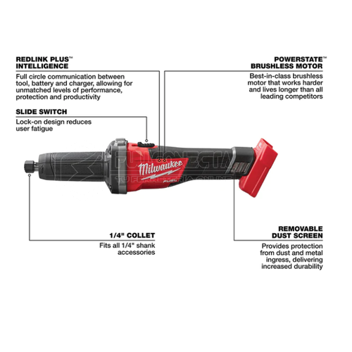 Rectificador recto 1/4” M18 FUEL™ Milwaukee 2784-20 (solo herramienta) - Imagen 3