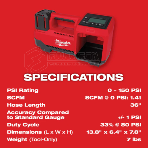 Inflador M18™ Milwaukee 2848-20 (solo herramienta) - Imagen 5