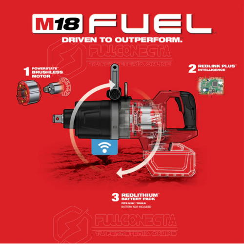 Llave de impacto 1” mango en D M18 FUEL™ con ONE-KEY Milwaukee 2868-20 (solo herramienta) - Imagen 5