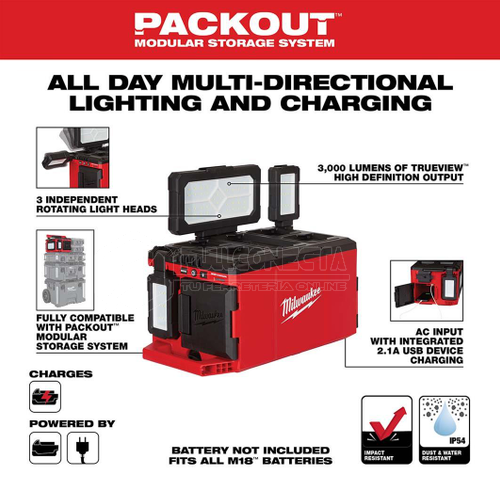 Estación de luz/cargador M18™ PACKOUT™ Milawaukee 2357-20 (solo herramienta) - Imagen 6