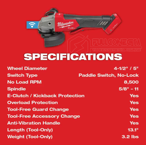 Esmeril Angular M18 FUEL™ de 4-1/2″ a 5″ Milwaukee 2882-20 (solo herramienta) - Imagen 5