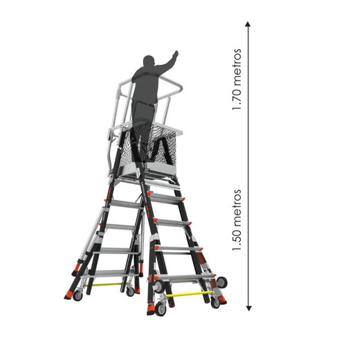Escalera telescópica plataforma con jaula 5 a 9 ft (1,52 a 2,74 m) Little Giant tipo IAA - Imagen 4