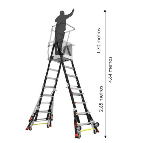 Escalera telescópica plataforma con jaula 5 a 9 ft (1,52 a 2,74 m) Little Giant tipo IAA - Imagen 5