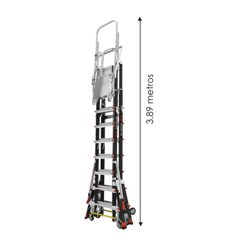 Escalera telescópica plataforma con jaula 8 a 14 ft (2,43 a 4,27 m) Little Giant tipo IAA - Imagen 5
