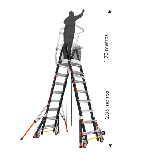Escalera telescópica plataforma con jaula 8 a 14 ft (2,43 a 4,27 m) Little Giant tipo IAA - Imagen 6