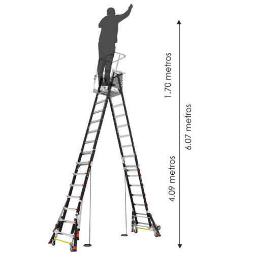 Escalera telescópica plataforma con jaula 8 a 14 ft (2,43 a 4,27 m) Little Giant tipo IAA - Imagen 7
