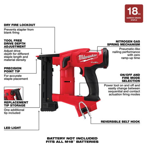 Engrapadora M18 FUEL™ calibre 18 GA 1/4" Milwaukee 2749-20 (solo herramienta) - Imagen 5