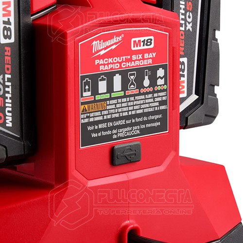 Cargador rápido con 6 bahías M18 Milwaukee 48-59-1809 - Imagen 4