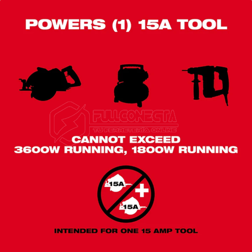 Fuente de alimentación M18 3.600 Wp/1.800W Milwaukee 2845-20 (solo herramienta) - Imagen 6