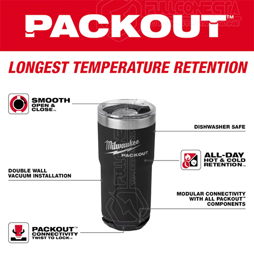 Mug vaso térmico PACKOUT™ 600 cc Milwaukee 48-22-8392B - Imagen 3