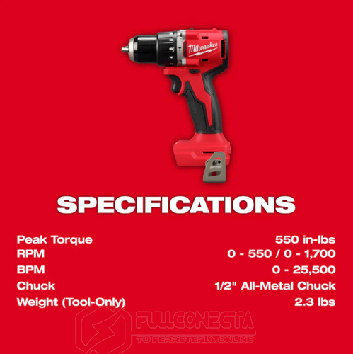 Taladro / Atornillador Percutor M18™ Milwaukee 3602-20 (Solo Herramienta) - Imagen 3
