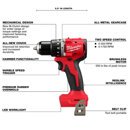Taladro / Atornillador Percutor M18™ Milwaukee 3602-20 (Solo Herramienta) - Imagen 4