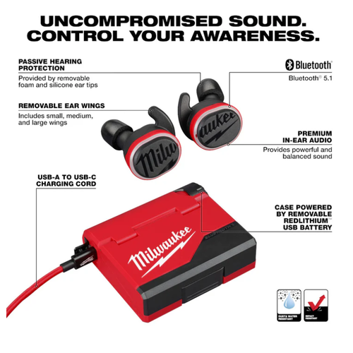 Audífonos REDLITHIUM™ USB Bluetooth® Milwaukee 2191-21 - Imagen 3
