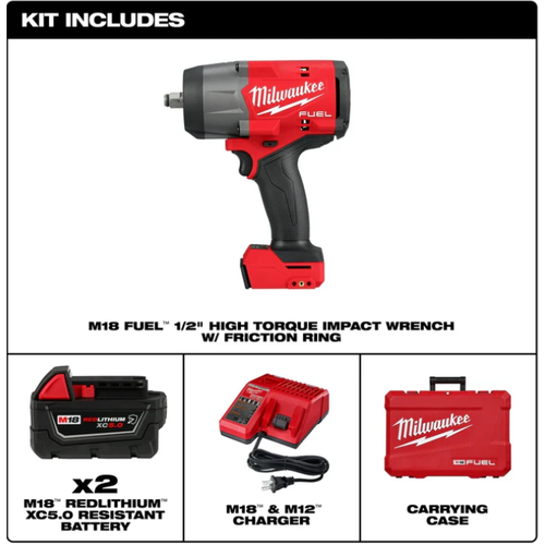 Kit Llave de impacto 1/2” M18 FUEL™ con anillo de fricción Milwaukee 2967-259 - Imagen 2