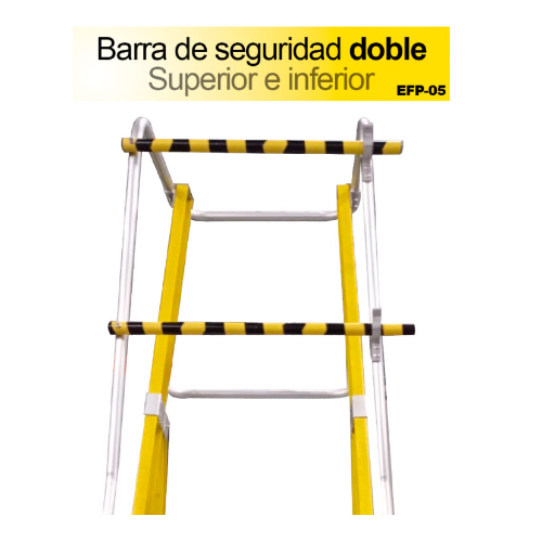 Escalera de fibra de vidrio plataforma 5 peldaños con baranda doble EFP-05 - Imagen 3
