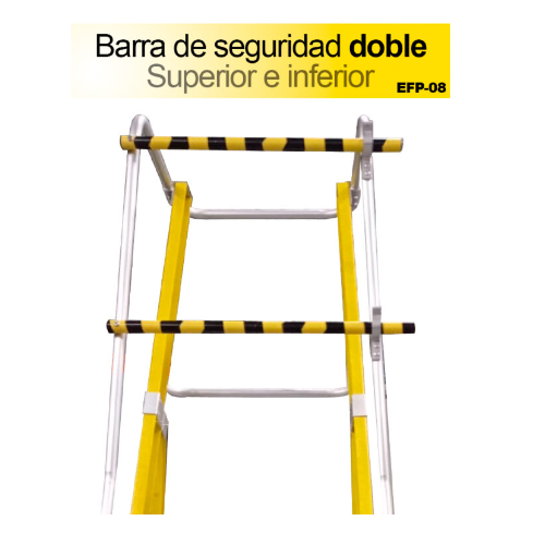 Escalera de fibra de vidrio plataforma 8 peldaños con baranda doble EFP-08 - Imagen 4