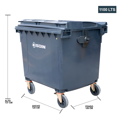 Contenedor de basura con ruedas gris 1.100 lts - Imagen 2