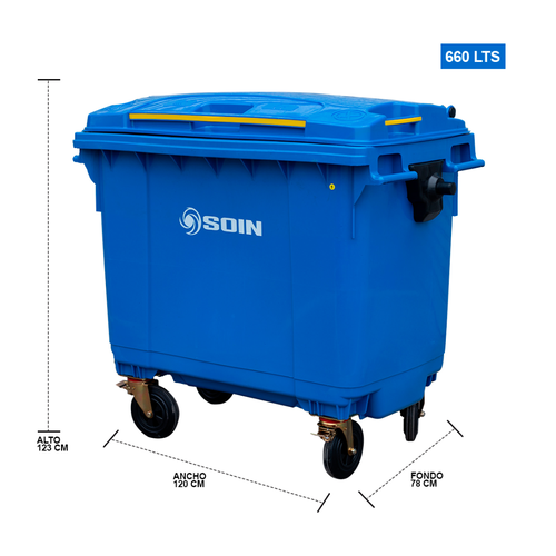 Contenedor de basura con ruedas azul 660 lts - Imagen 2
