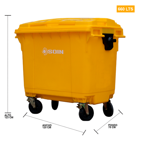 Contenedor de basura con ruedas amarillo 660 lts - Imagen 2