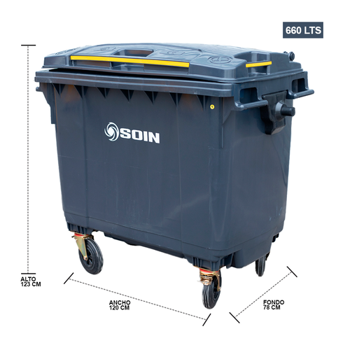 Contenedor de basura con ruedas gris 660 lts - Imagen 2