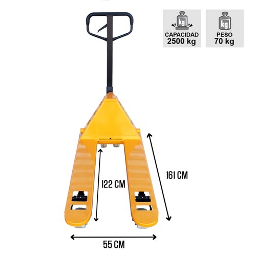 Transpaleta manual 2.500 kg nylon 550 mm - Imagen 2
