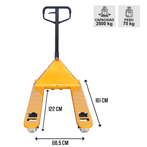 Transpaleta manual 2.500 kg nylon 685 mm - Imagen 2