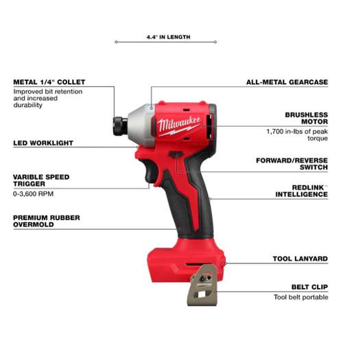 Kit atornillador de impacto hexagonal 1/4” M18™ Milwaukee 3650-259 - Imagen 6