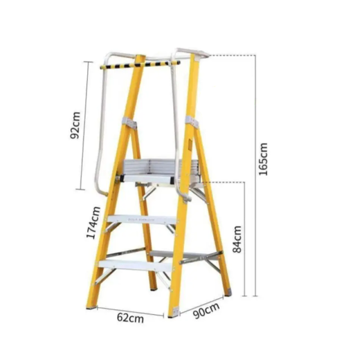 Escalera de fibra de vidrio plataforma 3 peldaños con baranda doble EFP-03 - Imagen 2